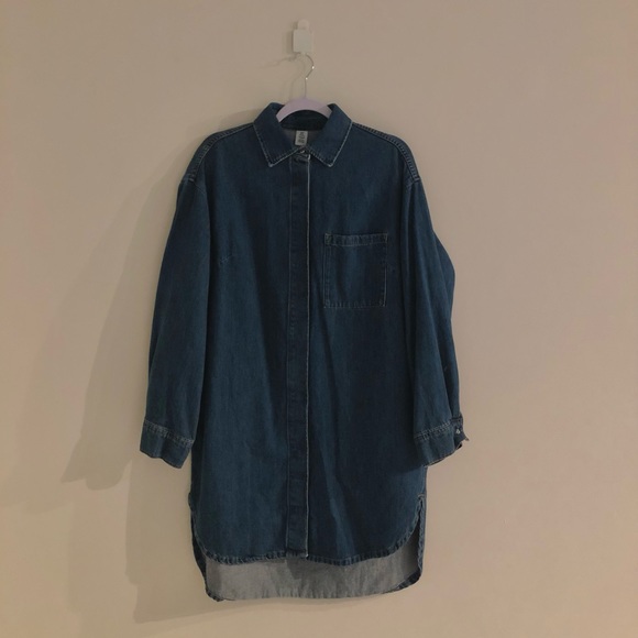 H&M HIGH LOW DENIM DRESS - Picture 2 of 4